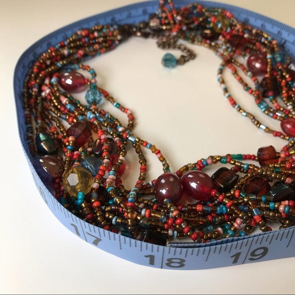 Multi Strand Colorful Bead Choker Necklace - Picture 6 of 7